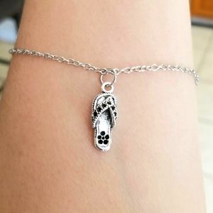 Womens Silver Anklet Flip Flop Charm Ankle Bracelet Summer Beach Jewelry